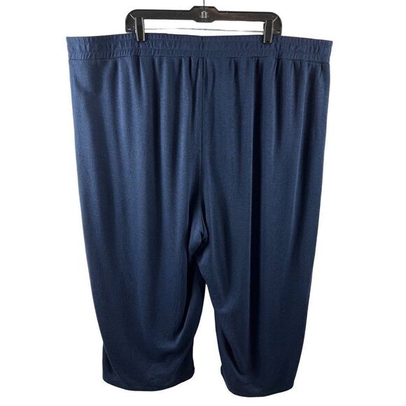 Eloquii Terry Cloth Cropped Wide Leg Lounge Pants Size 26/28 Navy Blue Rayon - Picture 2 of 7